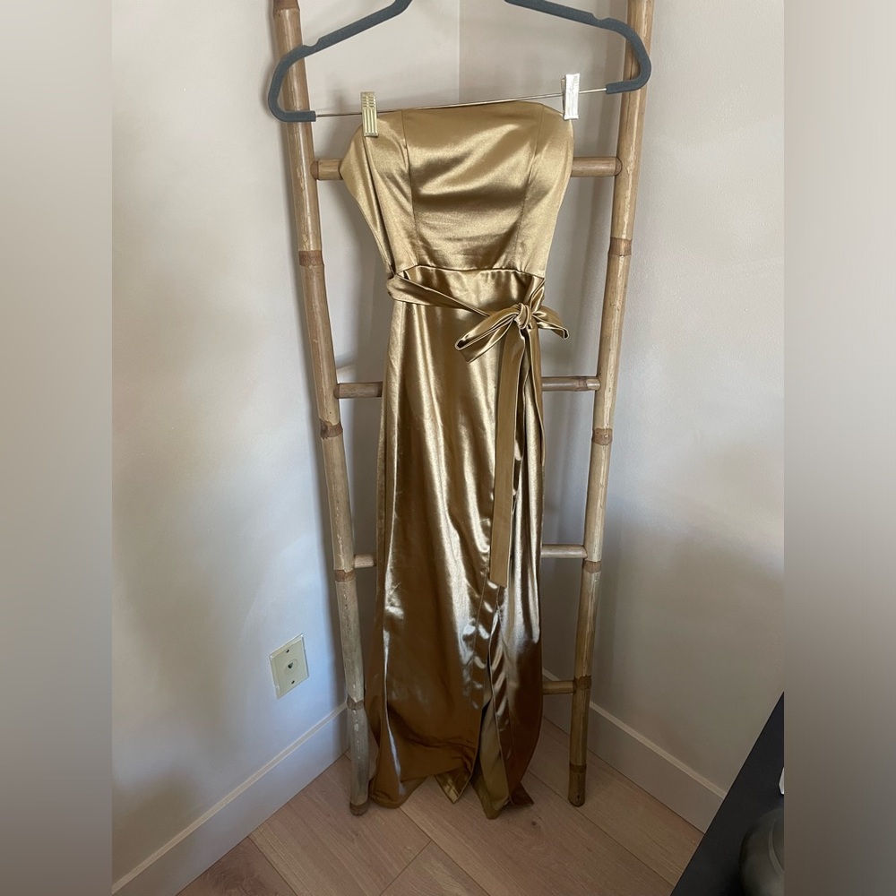 Fashion Nova Strapless Gold Dress